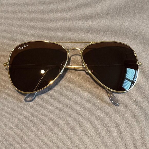 Ray-Ban Aviator Sunglasses – Gold Frame, Brown Lenses, Used with Carrying Case - Picture 1 of 5